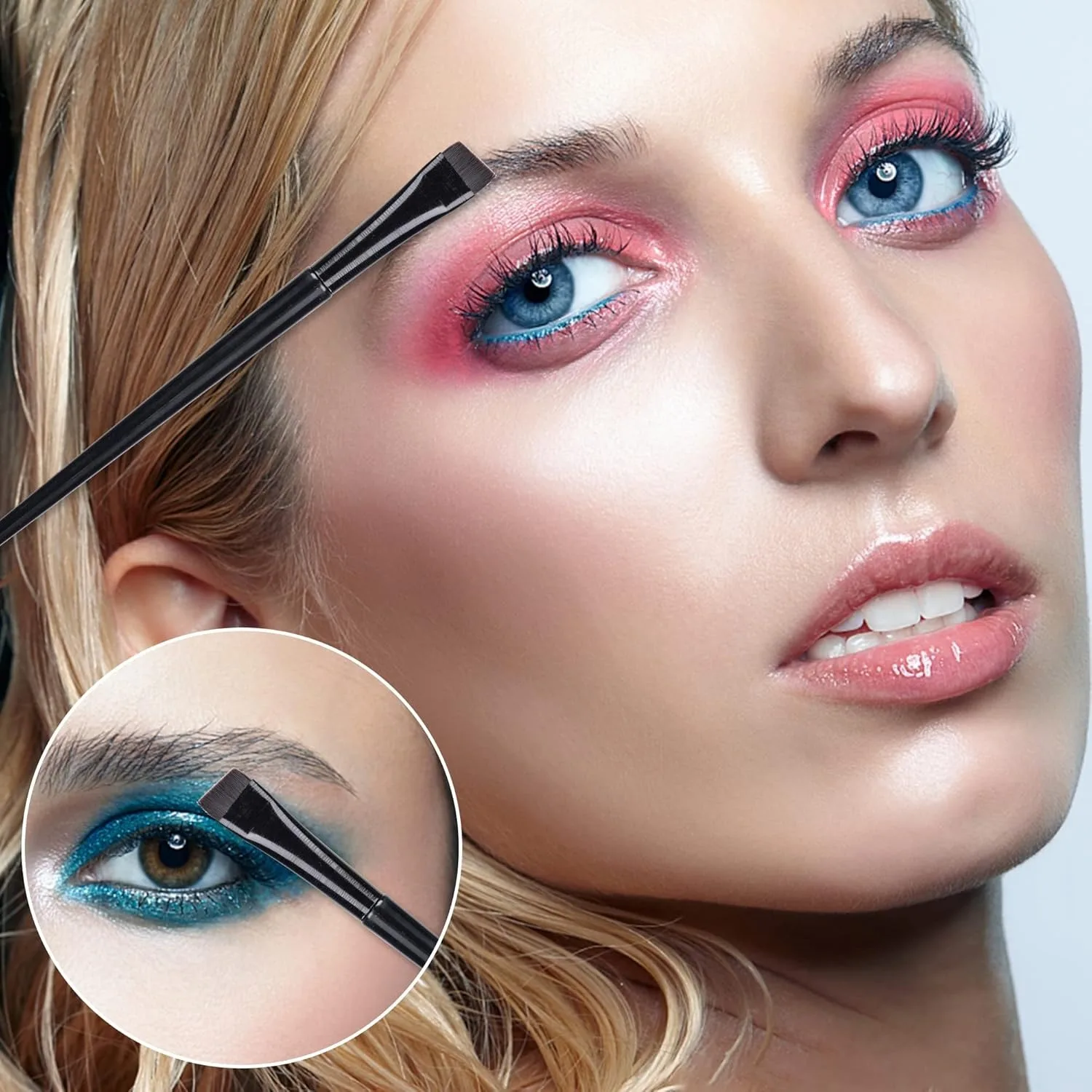 2PCS Blade Brush Set - Large & Small Angled Eyeliner & Detailing Brushes for Professional Makeup, Microblading-Style Brows, Grap