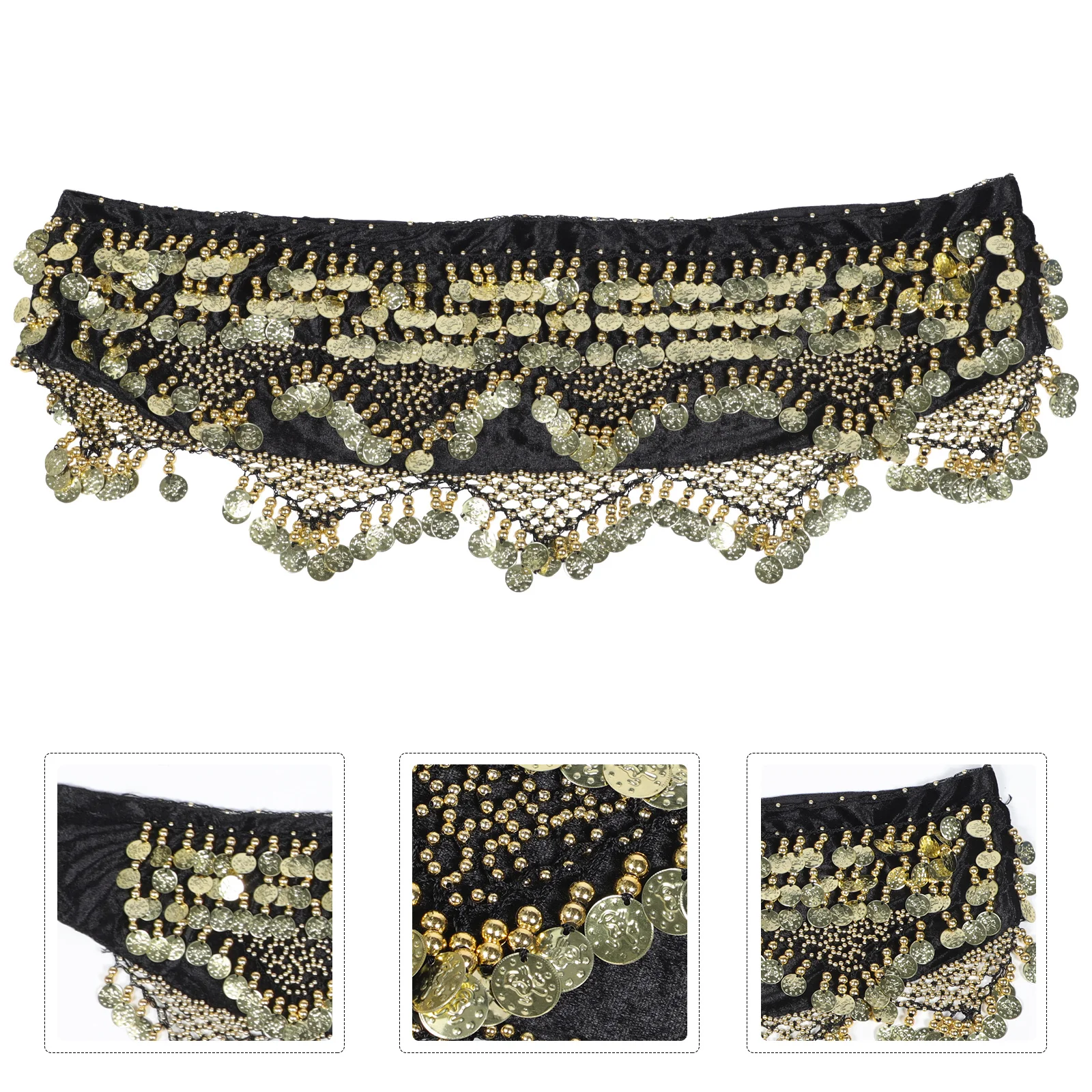 

Belly Dancing Hip Scarf Exquisite Craftsmanship Comfortable Durable Easy Adjustment Coins Decorated Dance Outfit Practice