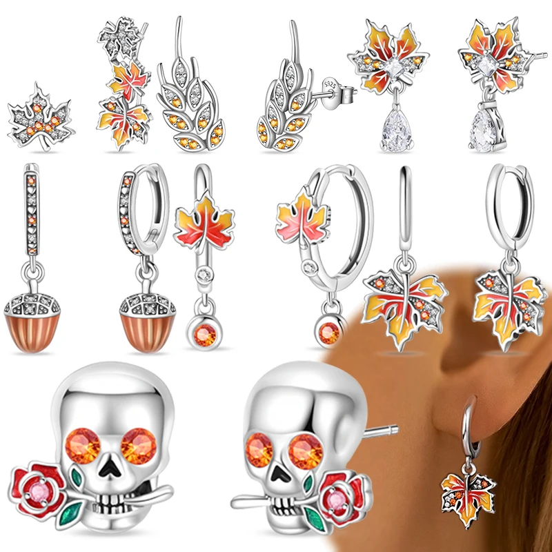 

Новые серьги-гвоздики из стерлингового серебра 925 пробы с кленовым листом для женщин и девочек, ювелирные изделия, модные роскошные юбилейные серьги