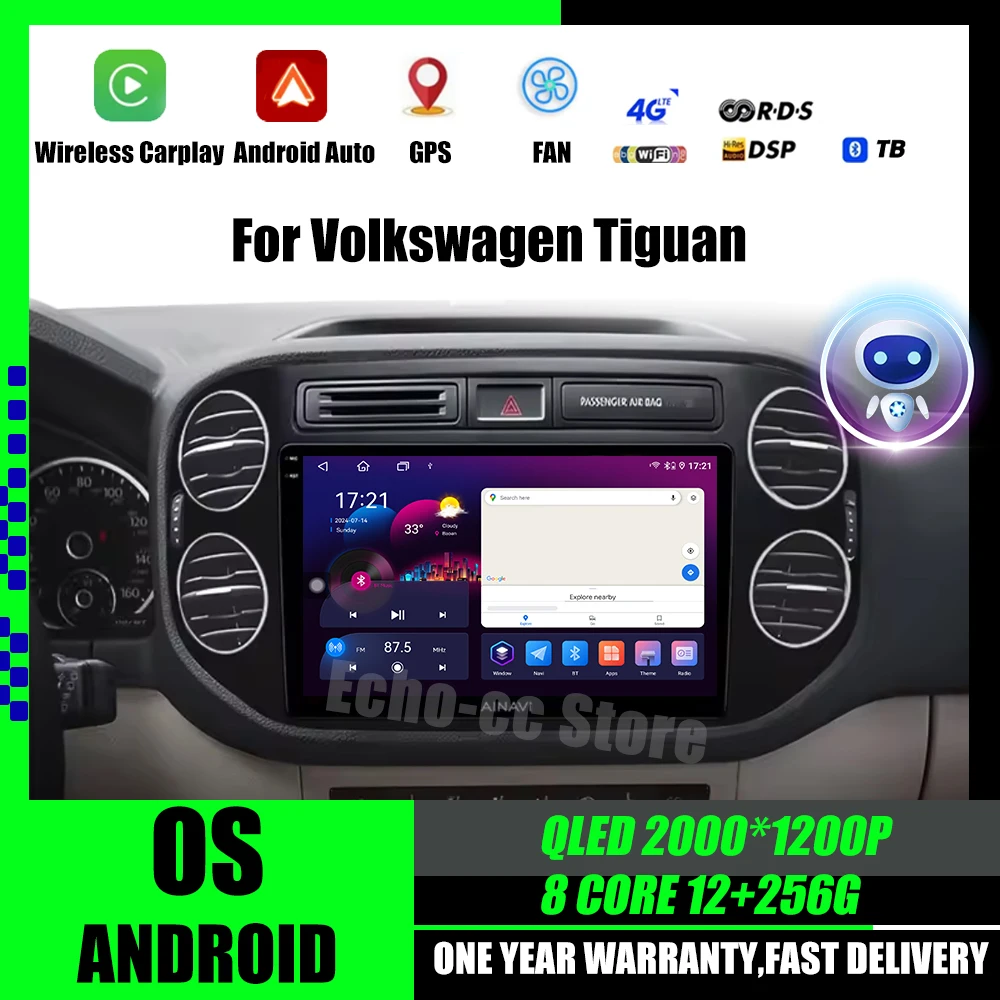 

Автомобильный радиоприемник для VW Volkswagen Tiguan 1 NF 2006-2016, Carplay, GPS-навигация, Android, автомобильная стереосистема, мультимедийный плеер, видео WIFI
