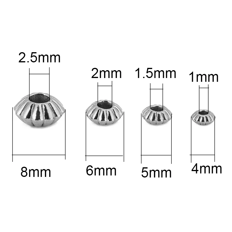 10pcs PVD Never Fade Stainless Steel Spacer Beads Big Large Hole 4 5 6 8 mm Necklace Bracelet Beads Supplies For Jewelry Making