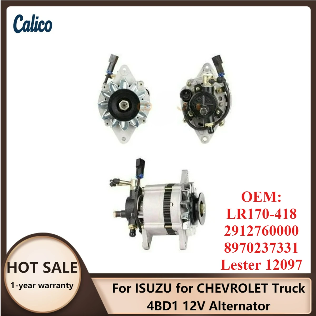 

Высококачественный генератор 12В для грузовиков ISUZU и CHEVROLET 4BD1, номера LR170-418, 2912760000, 8970237331, Lester 12097