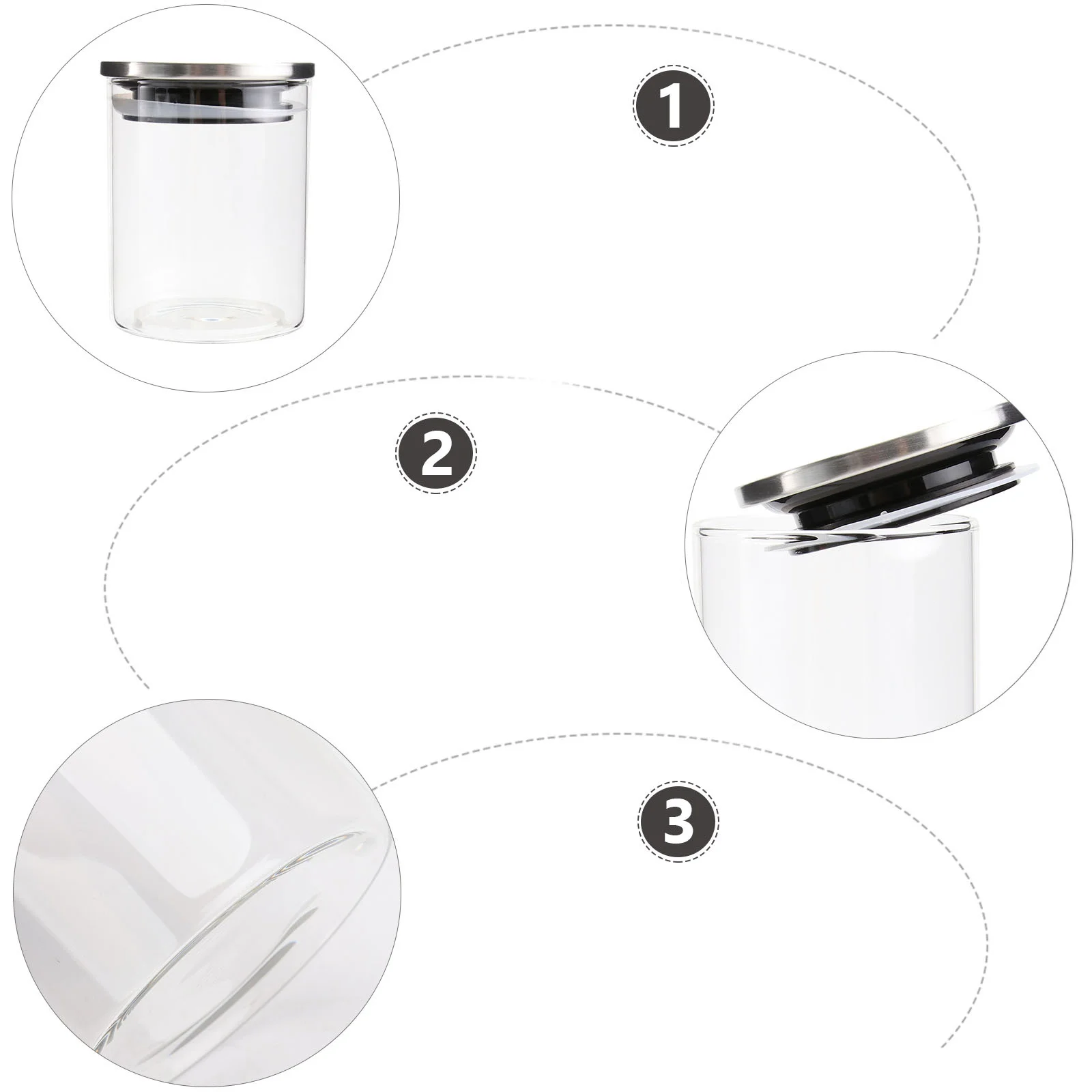 

Transparent Glass Dry Grains Food Storage Container Jars Kitchen Organizers Sealing Storage Case (175ml)