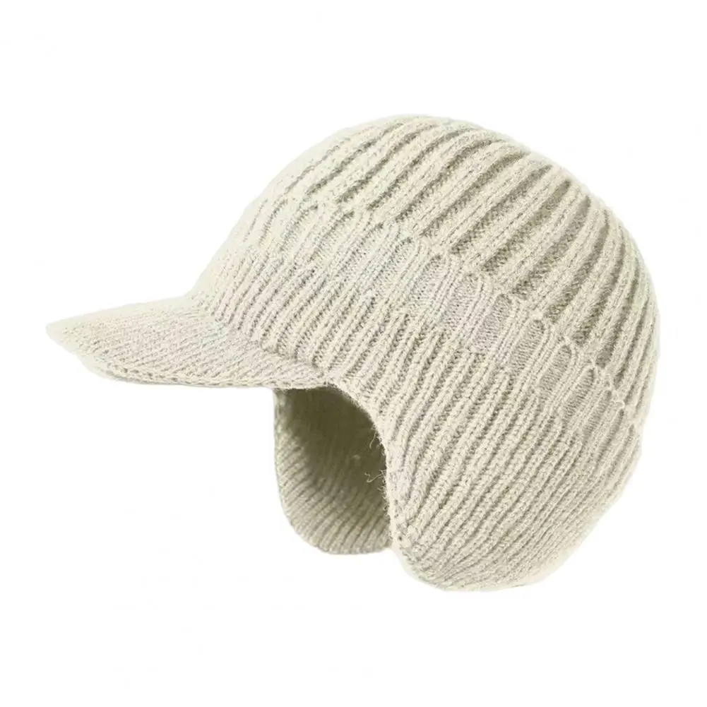 Warm Winter Hat with Ear Flaps Warm Knitted Ear Hat with Long Brim Anti slip Ear Flaps for Father for Outdoor