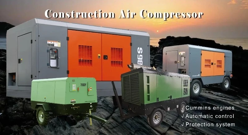 Diesel Engine Driven Lubricated 300psi 33m3 Two Stage Stationary Screw Air Compressor With Motor For Water Well Drilling Rig
