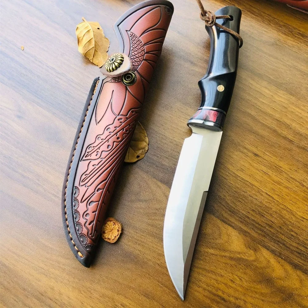 

SKD-11 Drop Point Blade Ручка из черного дерева Тактический охотничий нож Военный универсальный инструмент Открытый Кемпинг EDC Выживание Самооборона