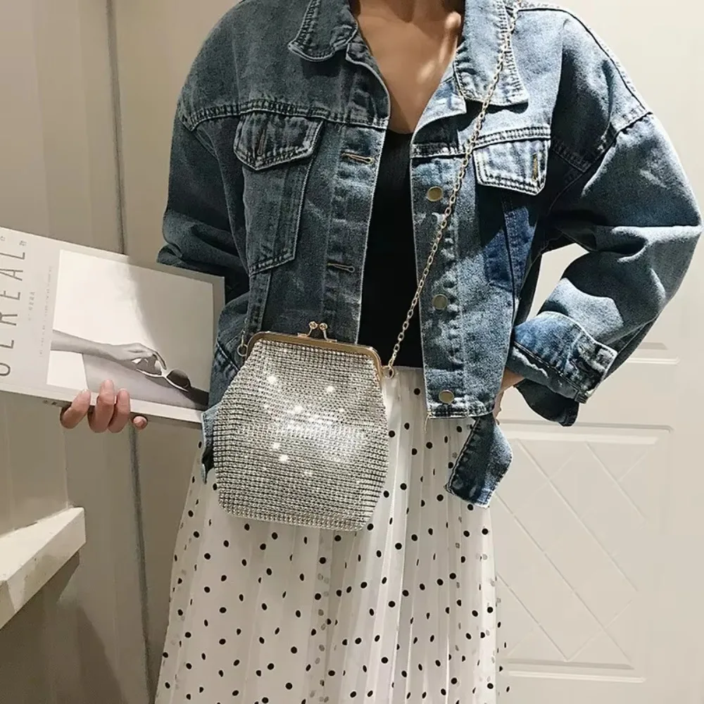 

Women's Bag New 2024 Personalized Sequin Clip Buckle Bag, Stylish and High-end, Versatile Small Bag, Chain Crossbody Bag