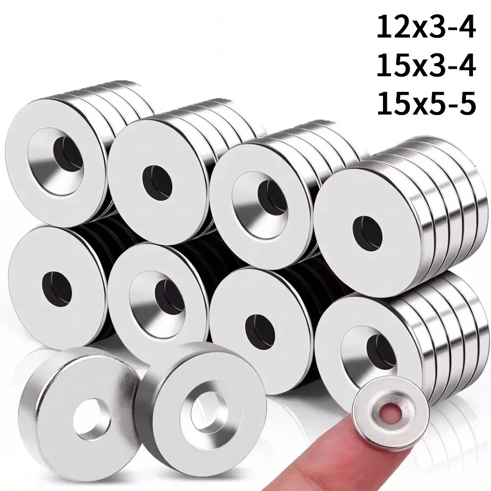 12x3 15x3 15x5 Hole 4mm Small Countersunk Round Neodymium Magnet Powerful Permanent Fridge Magnet With M4 Screw Industrial Use