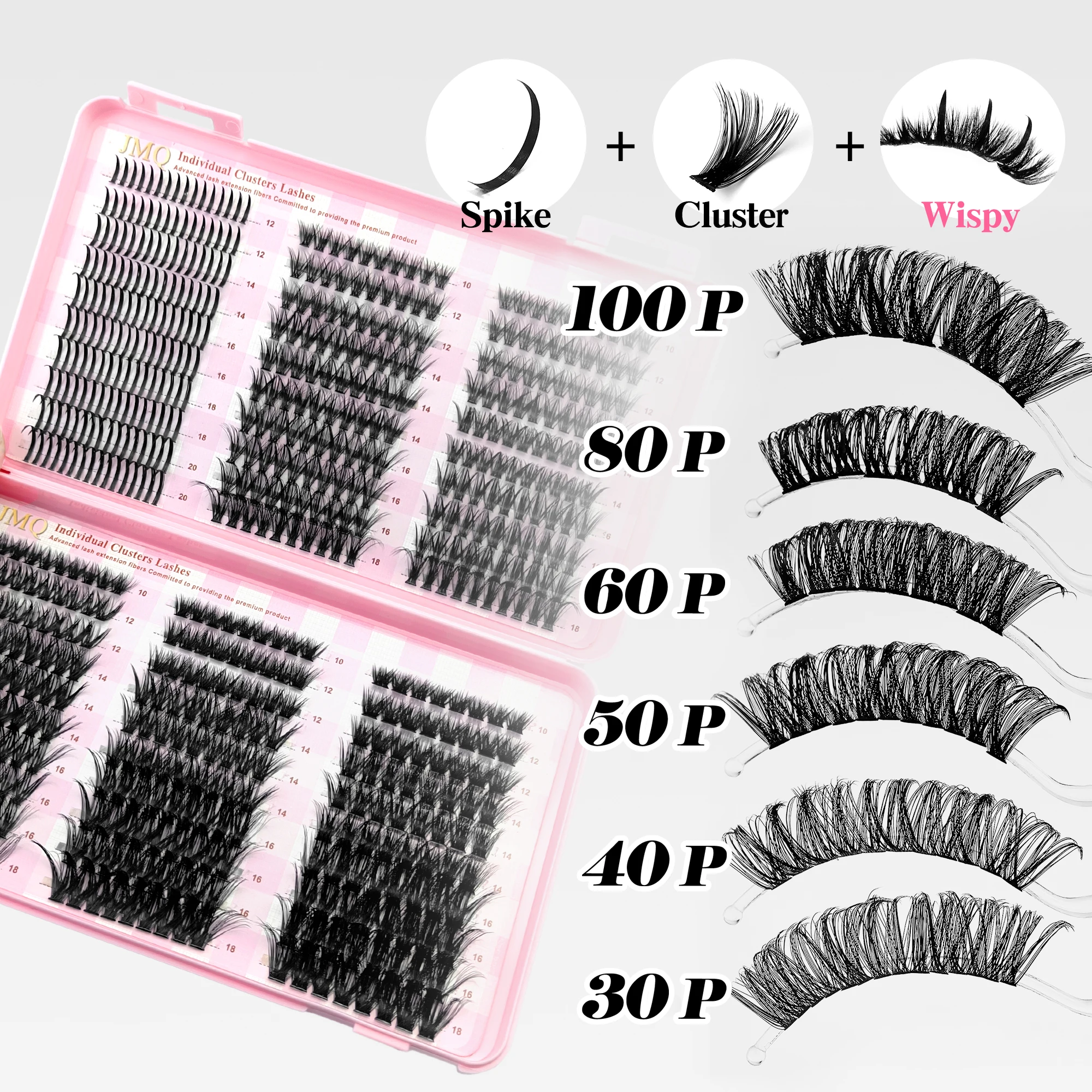 Wispige Cluster-Wimpern im Manga-Stil, DIY Volumen-Fächerwimpern, Vorgefertigte Einzelwimpernverlängerungen, LAKANAKU Cluster-Wimpern