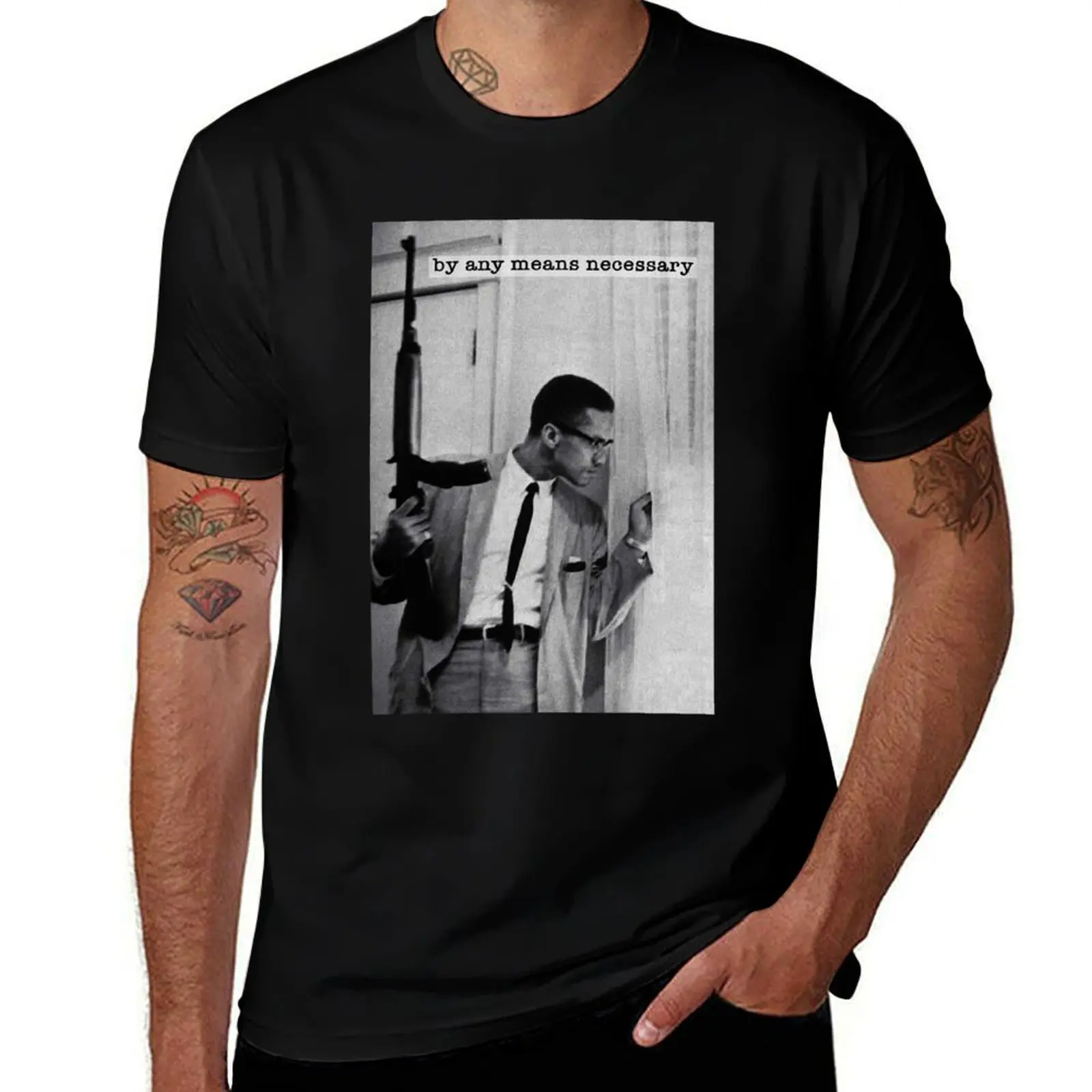 

Malcolm by any means necessary T-Shirt g man t shirts for men cotton tshirt 100% t shirt custom print T-Shirt