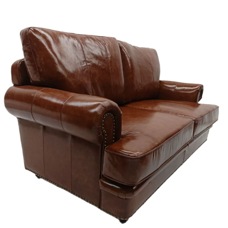 

American modern light luxury leather sofa combination, solid wood retro leather art fabric, sofa