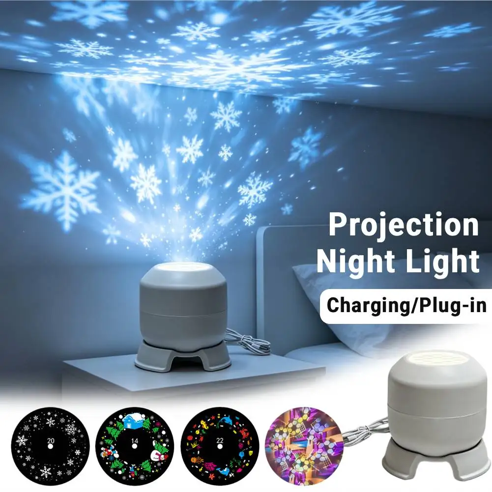360° Rotating LED Starry Sky Ocean Projector Night Light, Plug-in/Charging Dynamic Ambient Lamp, Game Home Decor, Christmas Gift