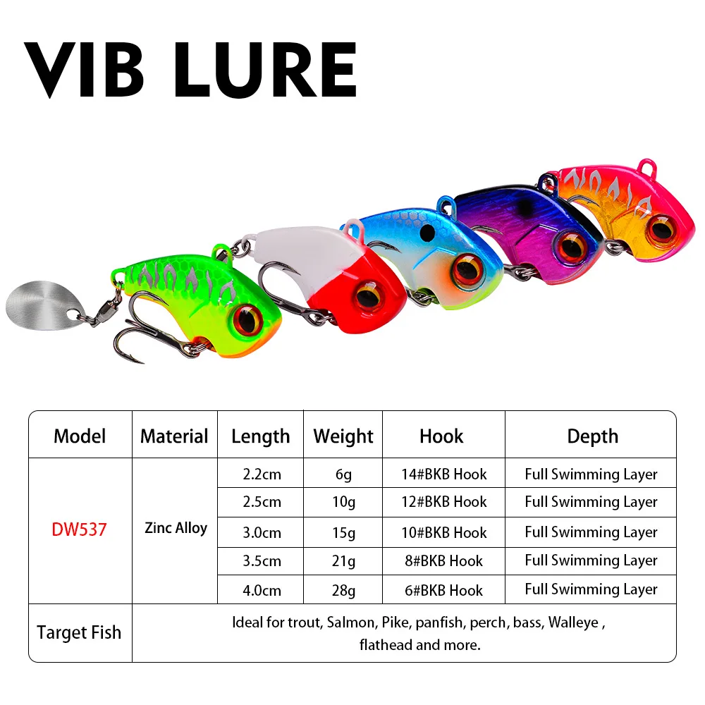 1PC Metal VIB With Rotating 6G 10G 15G 20G 28G Spoon Spinner Jig Fishing Lure with BKB Hook Wobbler Baits Fishing Tackle Lures