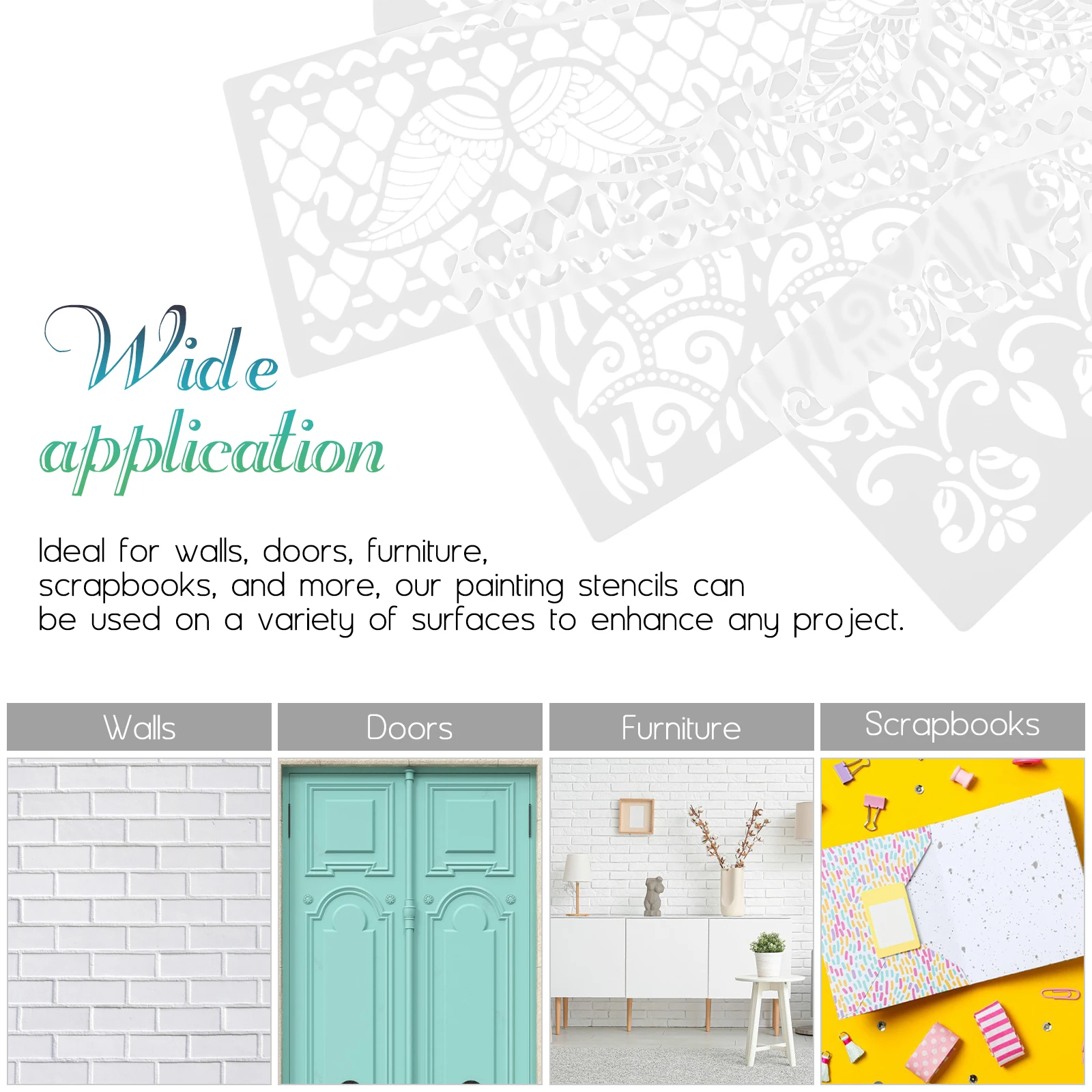 

1 Set Vintage Stencils Reusable Wall Painting Templates Decorative Crafts Supplies Graffiti Drawing Stencils Furniture Hollow