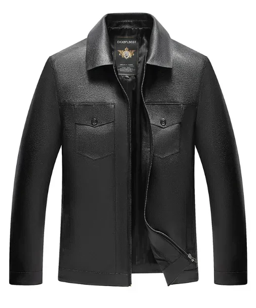  Autumn men's leather jacket lapel thin environmental protection tasteless PU jacket business casual fashion leather jacket