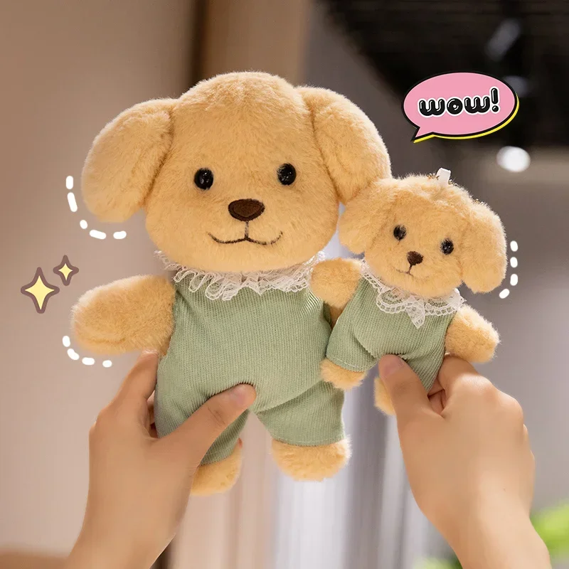 Bella barboncino peluche animale di peluche simpatico cucciolo bambola con vestiti borsa Kawaii ciondolo cane peluche regali di compleanno ragazza di Natale