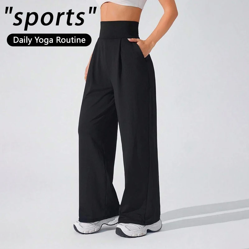 

Women's High Waist Wide Leg Yoga Pants Loose Casual Palazzo Trousers with Pockets Soft Lounge Pants for Workout Sports Daily