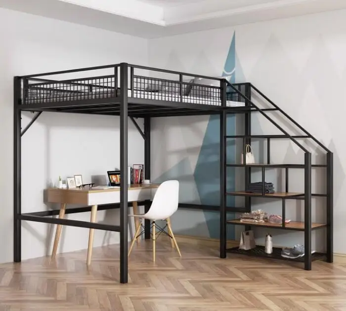 Wrought iron elevated bed duplex bed children\'s double modern loft bed