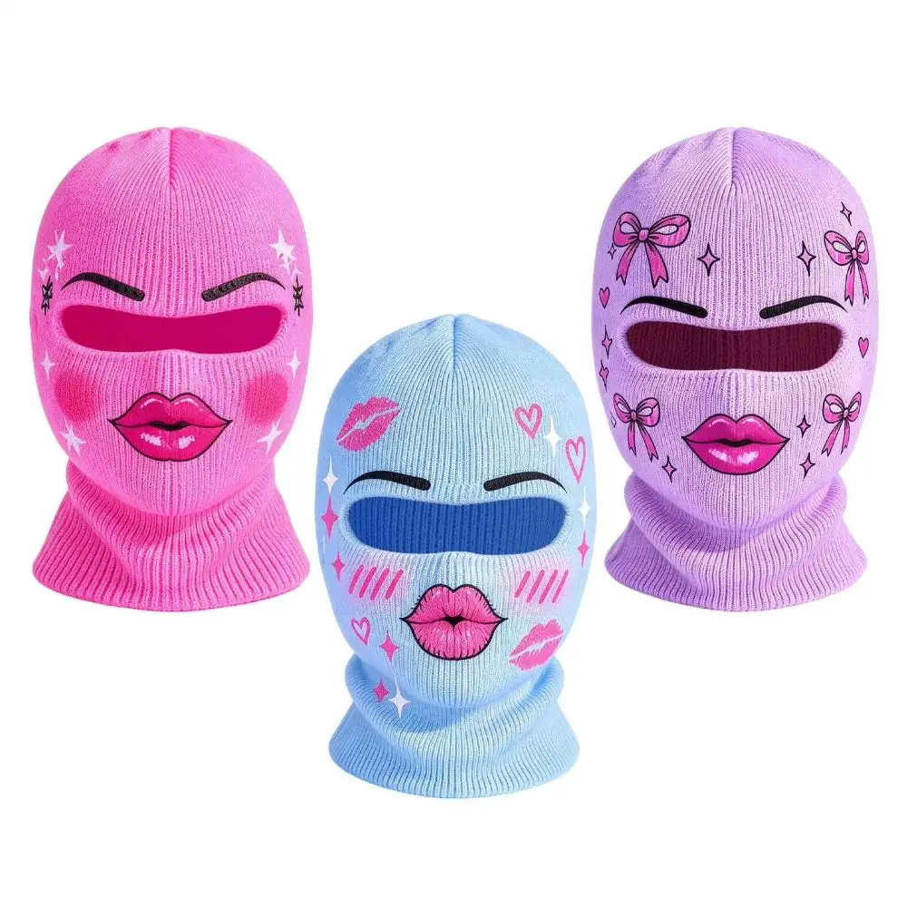 Funny Red Lips Balaclava Ski Mask Windproof Breathable Windproof Neck Gaiter Thermal Elastic Winter Mask Cover Party