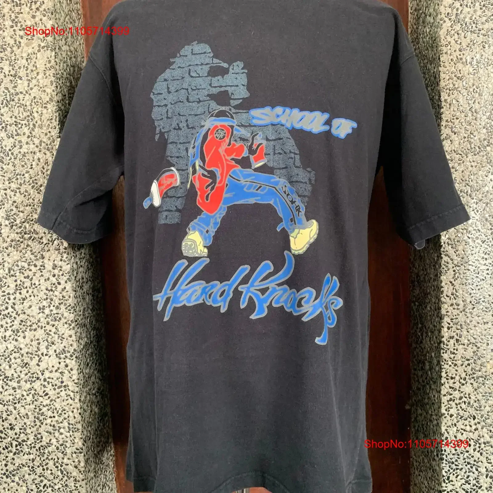 Vintage y2K School Of Hard Knocks SOHK Streetwear Graffiti T shirt vintage Washed Casual Stretched Slightly fashion Unisex Soft
