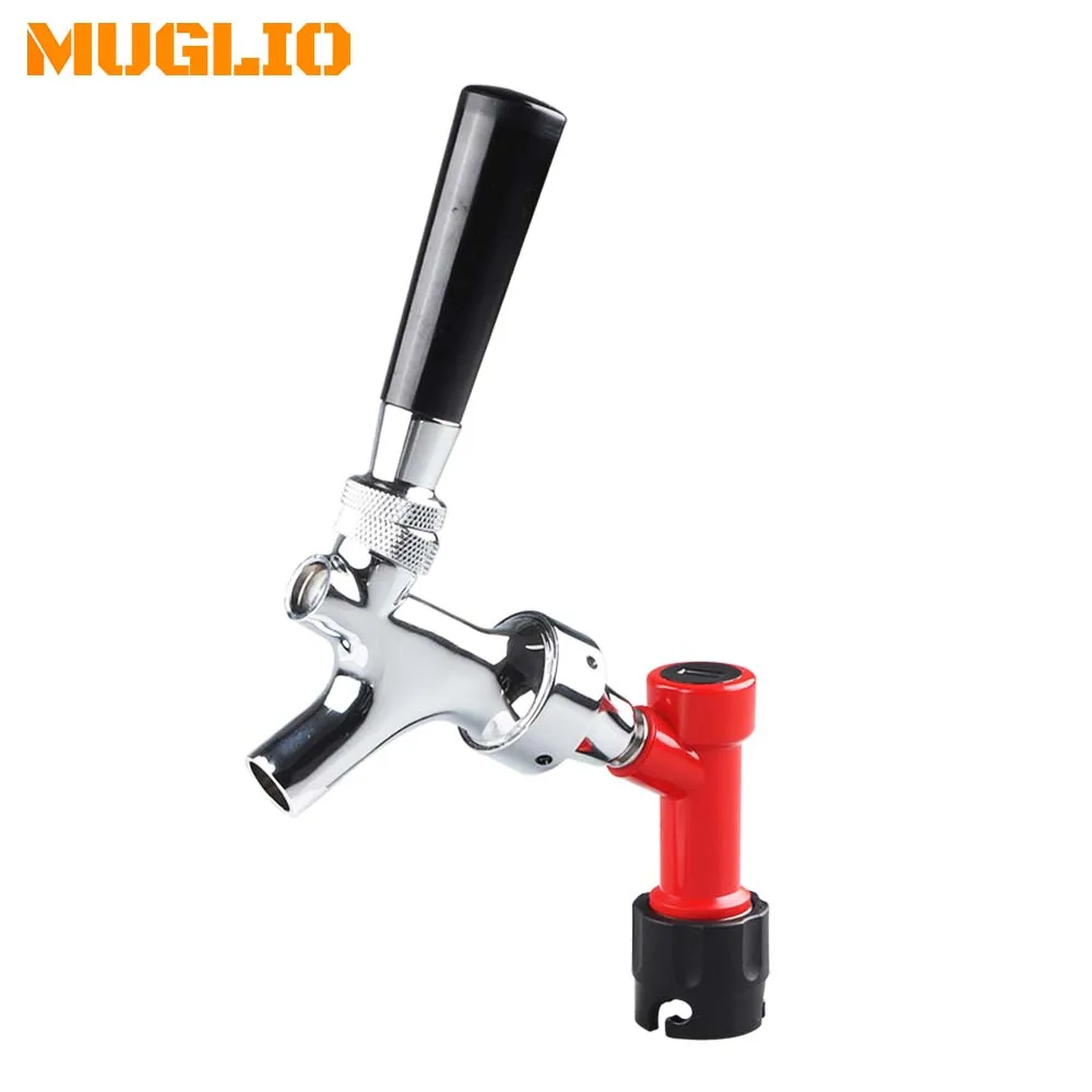 Stainless Steel Stem Beer Keg Tap Faucet with Pin Lock Disconnect Chromed Body
