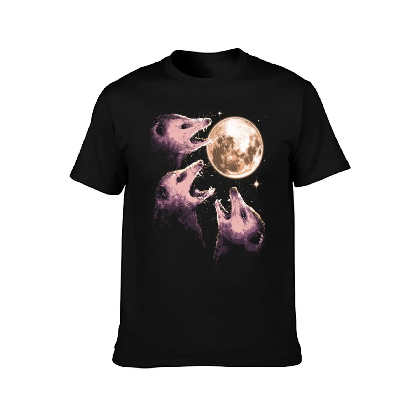 Three Opossums Howling at the Moon Funny Possum 3 Opossum T-Shirt Sporty Breathable Short Sleeve T-Shirt