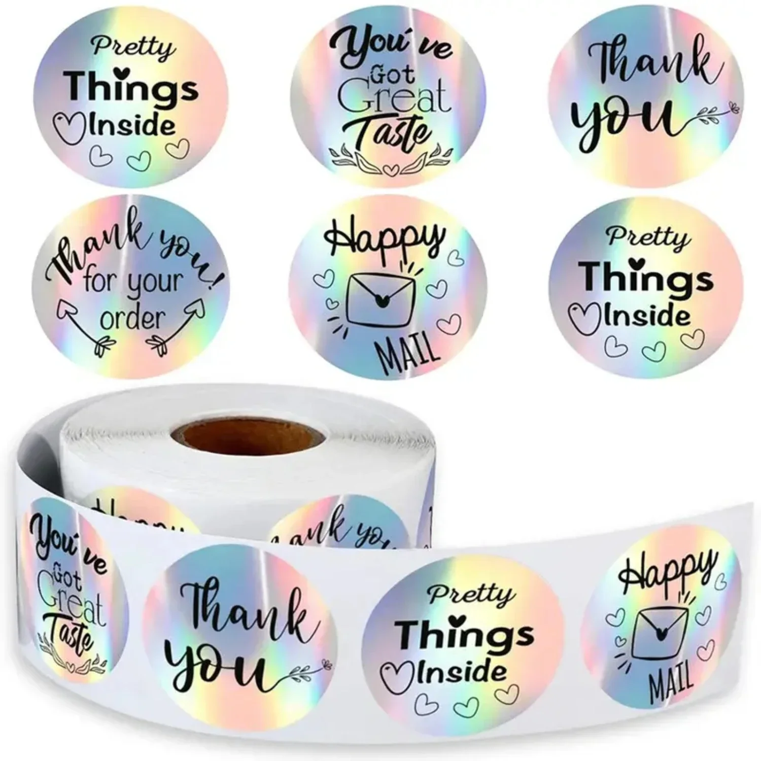 Holographic DIY Small Business Online Store Order Stickers - Vibrant and Eye-catching Packing & Shipping Supplies for your Etsy