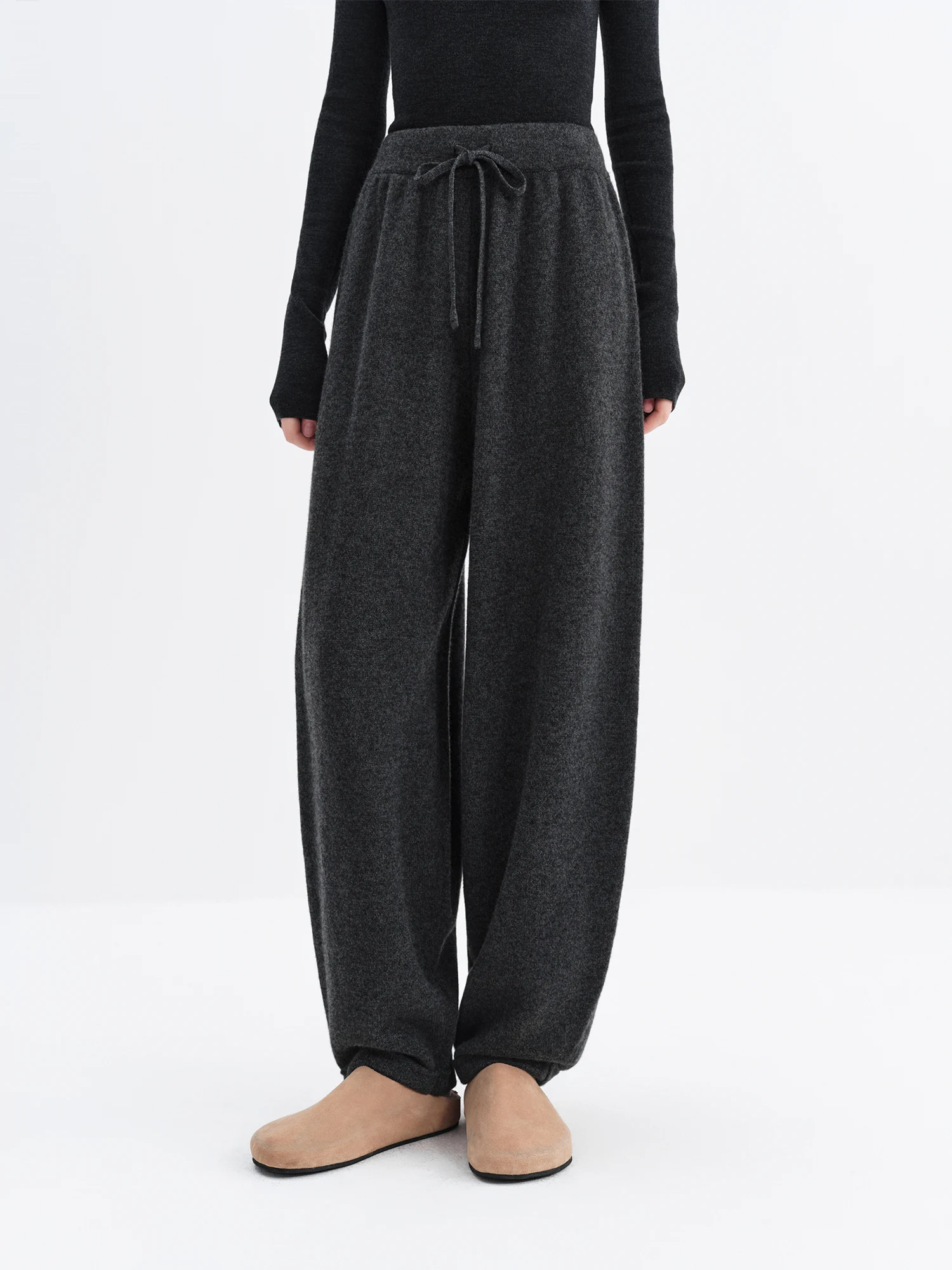 FSLE الترفيه فضفاضة عالية الخصر الرباط متماسكة فانوس السراويل للنساء نمط الشتاء الجديد 2025 Ins الكورية نمط