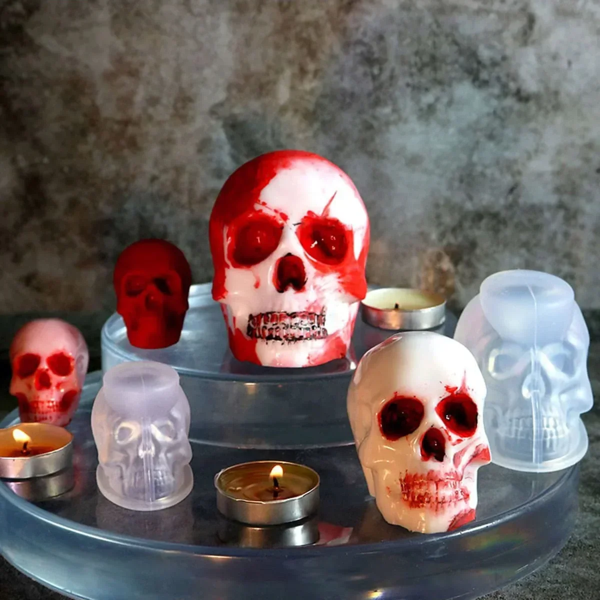 

3D Skull Candle Silicone Mold DIY Halloween Decorative Candle Handmade Soap Plaster Epoxy Craft Casting Tools for Home Gifts