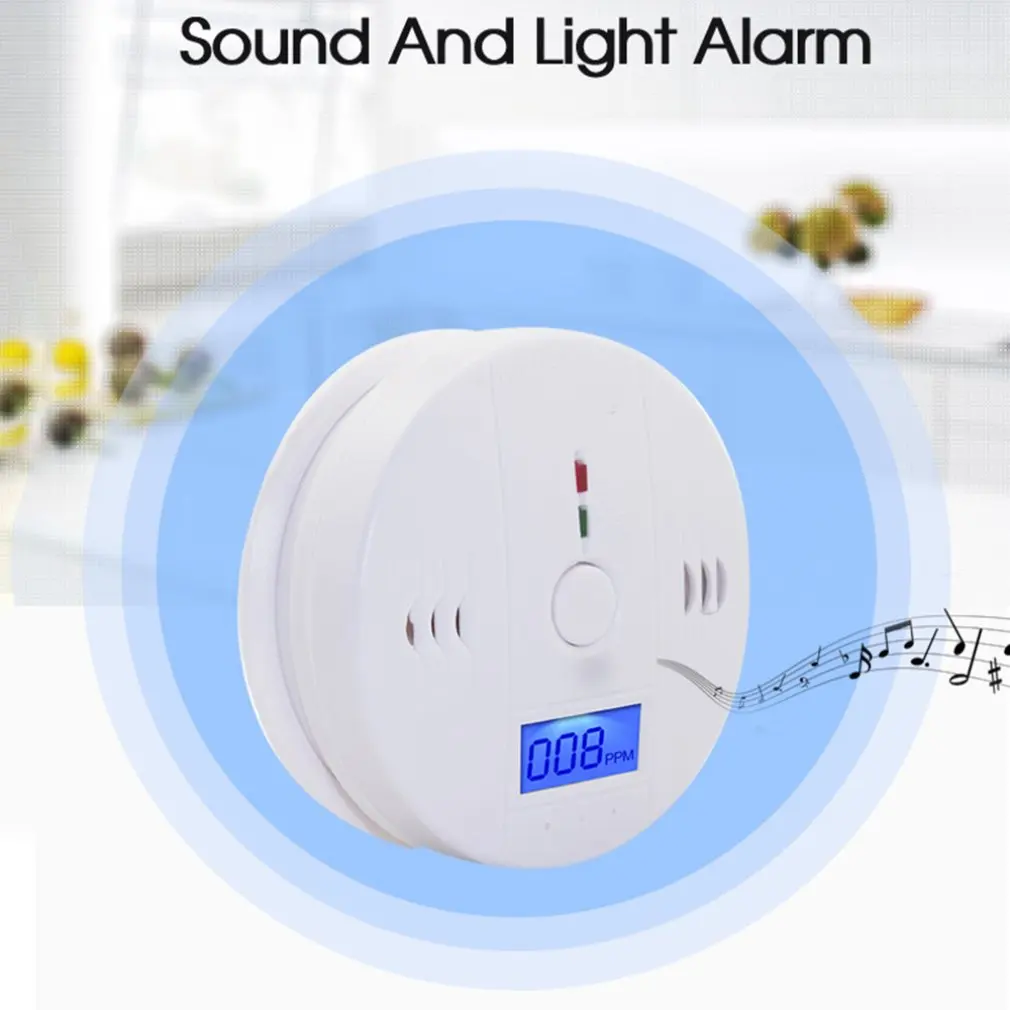 New 1Pcs CO Sensor Carbon Monoxide Detector Alarm 85dB Siren Sound Independent CO Poisoning Warning Alarm Detector CO Meter