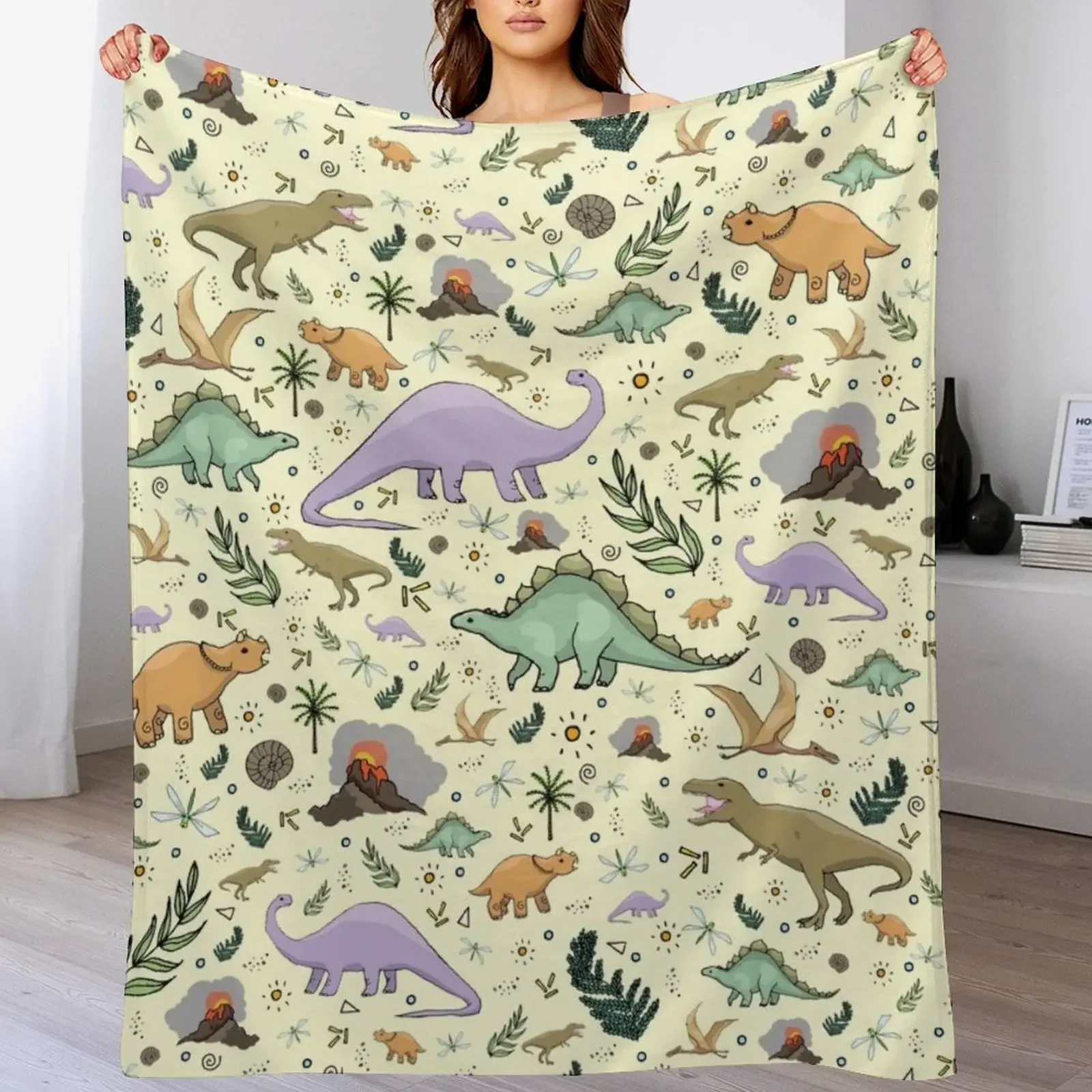 

Dinosaurs! Throw Blanket All Season Lightweight Soft Blanket for Bed