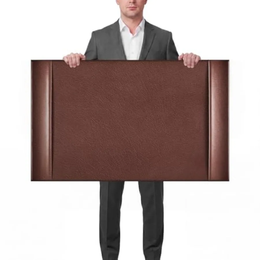 

30 x 18 Inch Leather Desk Pad Protector with Side Rails, Executive Office Desk Mat for Home Workspace, Writing Surface, Mouse a