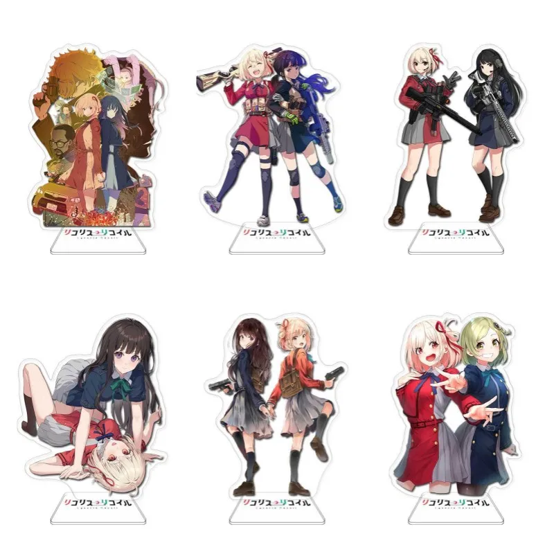 Hot Anime Lycoris Recoil Figures Nishikigi Chisato Acrylic Stands Takina Inoue Character Model Plate Desk Decor Standing Sign