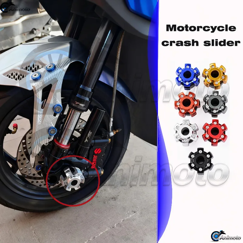 

1Pcs Universal Alloy Motorcycle Fork Crash Slider Aluminum alloy Anti-Fall Wheel Protection Pad for Motocross Bikes Accessories