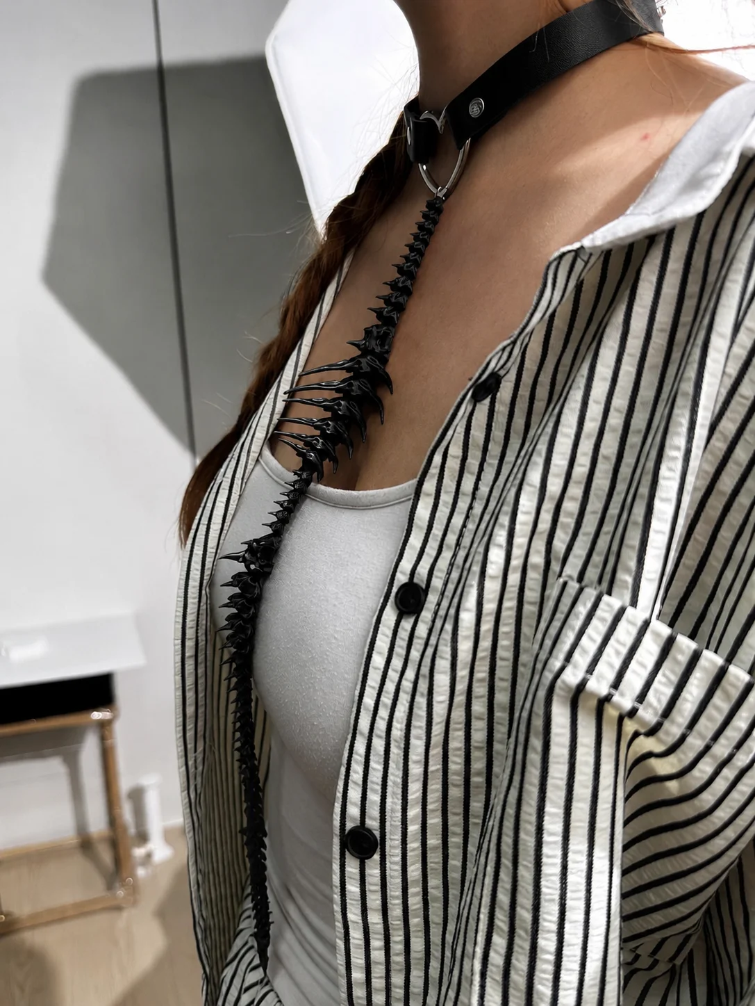 Unique Gothic Punk Fashion HipHop Sexy Street Style Elegant Black Thorn Skeleton Collar Necklace Women's Jewelry for Festivals