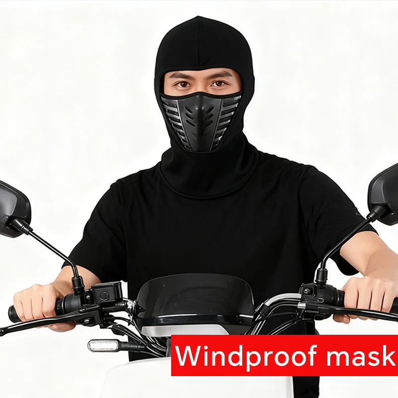 

2Pcs Winter Cold-protection Hood For Motorcycle Riding Off-road Protection Dust-proof Breathable Winter Warmth Face Mask Hood