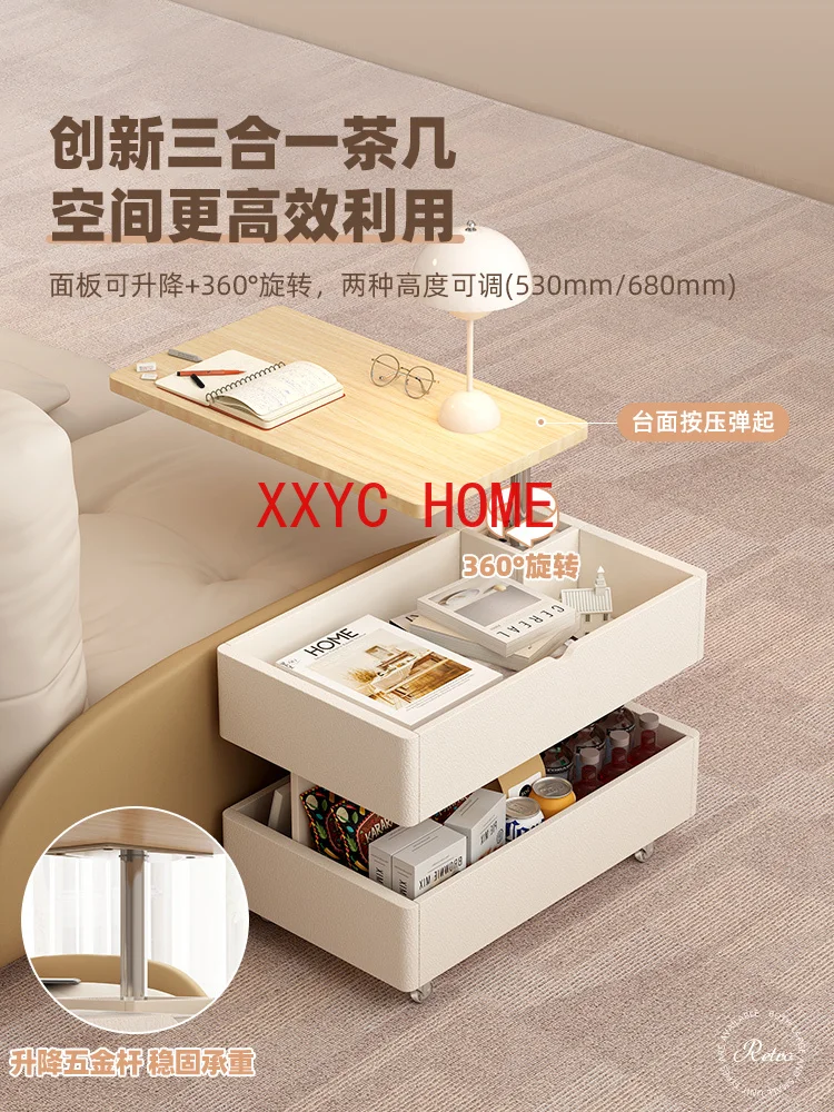 

Storage Rack Living Room Home Universal Wheel Mobile Lifting Tea Table Wooden Trolley