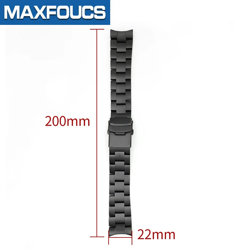 Matte Black Stainless Steelt For SKX007 Three-Piece links 22mm Watch Strap Curved Solid End Links Watch Band Accessories