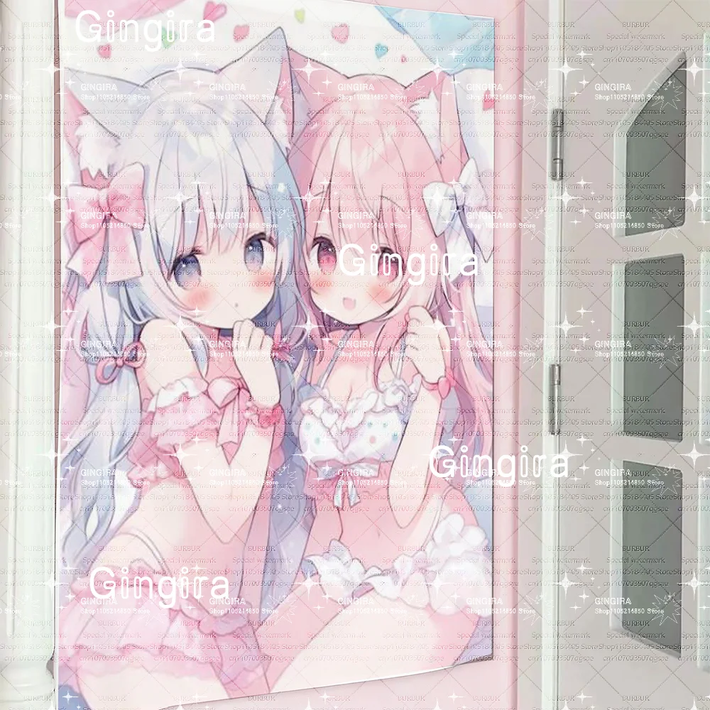 Cute Pink 2D Galgame Tapestry - Wall Hanging for Bedroom Dorm, 2D Character Anime Home Decor