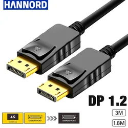 Hannord Displayport Cable DP To DP Cable 4K 60Hz Display Port 1.2 Audio Cable Adapter 3m 5m for TV Box Laptop PC Projector Cord