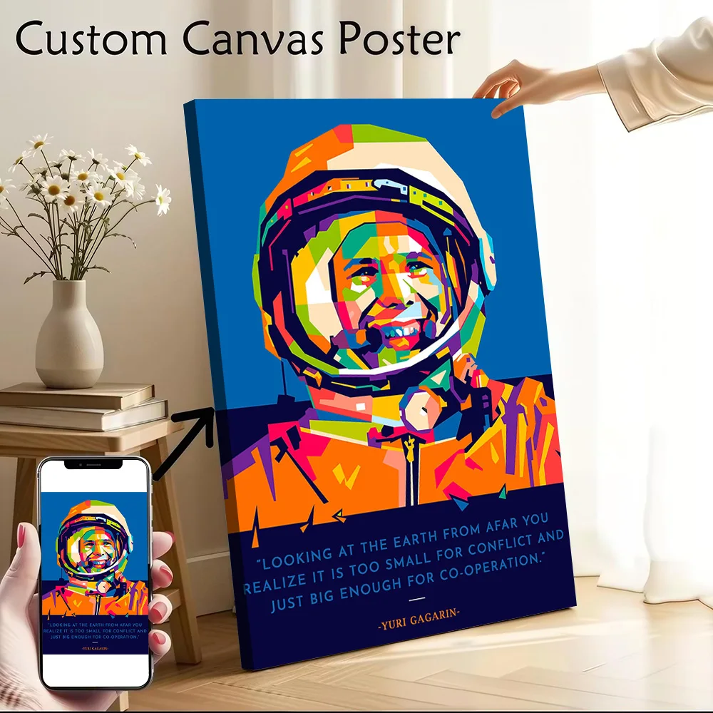 Yuri Gagarin Printed Canvas Wall Art Customizable Paintings Poster Perfect Gift for Modern Home Decoration Ornaments Bedroom