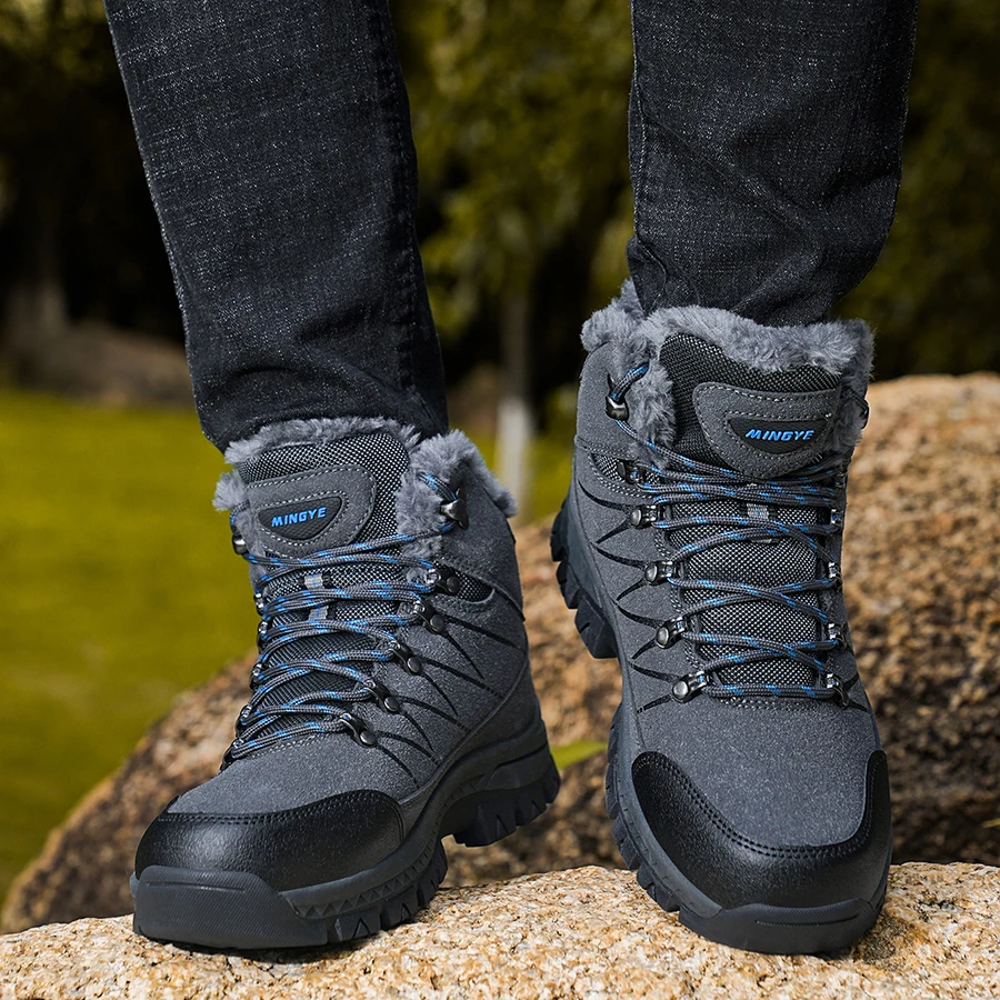 Herren-Schneestiefel, Winterschuhe, Schnürschuhe, warmhaltend, rutschfest, zum Gehen, Klettern, Wandern, Plateausohle, Outdoor-Herren-Knöchelstiefel. – Detail 18