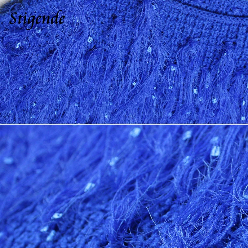 Stigende Tassels Crop Sweater Pullover Autumn Woman Fringe Sweater Knitting Pullovers Elegant Sexy Crochet Jumper Top Clubwear