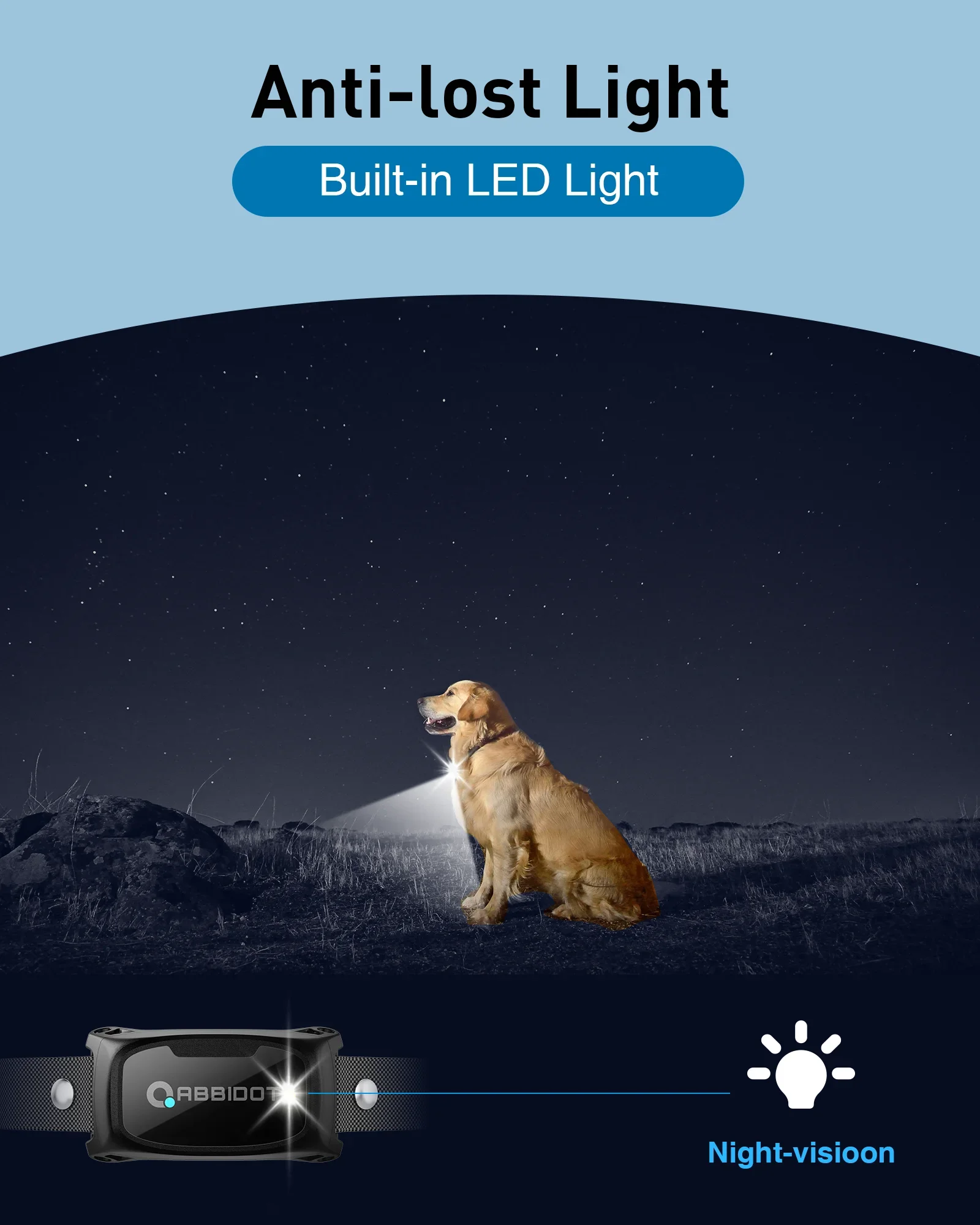ABBIDOT T50 Kerah Kejut Listrik Latihan Anjing untuk Hewan Peliharaan 3300 Kaki dengan Lampu LED Perlengkapan Anjing Aksesori Tali Listrik