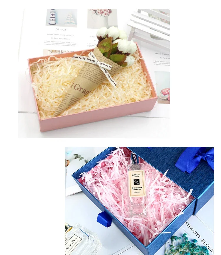 Bunte zerkleinerte Crinkle Papier Bast Candy Boxen DIY Geschenk box Füllmaterial Hochzeit Ehe Home Dekoration – Detail 7