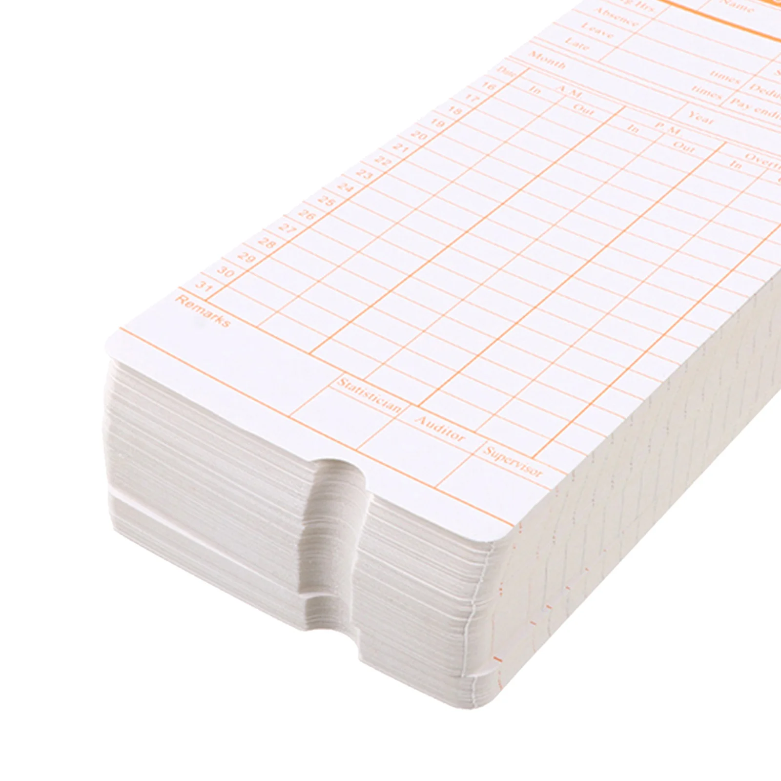 200 Sheets Employee Timecards Paperboard Material Attendance Cards Smooth Surface Punch Card Machine Use Office