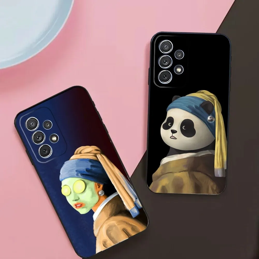 Girl With A Pearl Earring Funny Phone Case For Samsung Galaxy A13,A21s,A22,A31,A32,A52,A53,A71,A80,A91 Soft Black Phone Cover