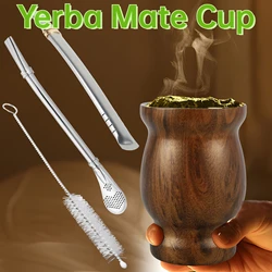 8oz Yerba Mate Cup Stainless Steel Mate Tea Cup Set with Straw Brush Straw Spoon Flat Straw and Lid Insulated Yerba Mate Teacup