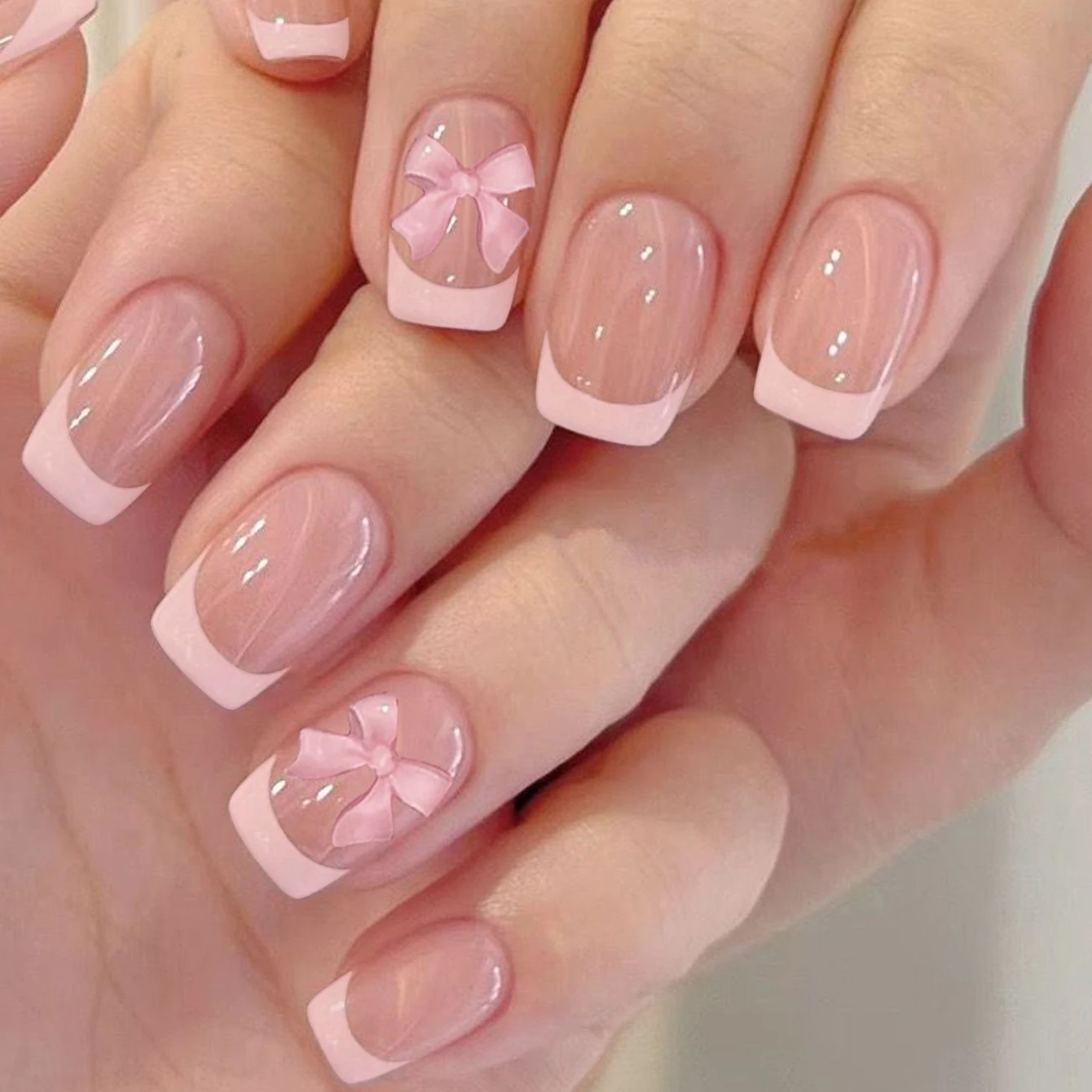 10 قطع من درع يمكن ارتداؤه يدويًا، قم بترقية مظهرك على الفور مع تصميم القوس الوردي الفرنسي قصير ومربع #1