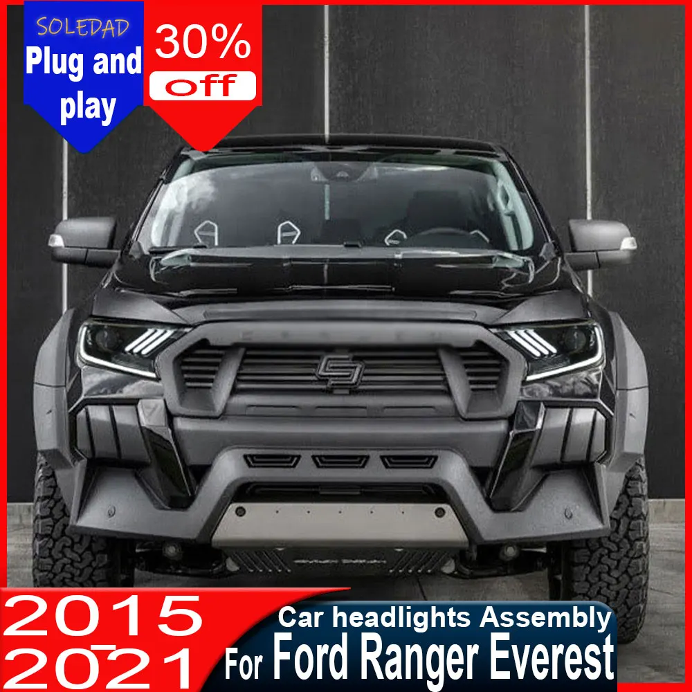 Plug and play For Ford Ranger 2015 2016 2017 2018 2019 2020 Headlights Assembly Modified Project Lens LED Mustang Dynamic